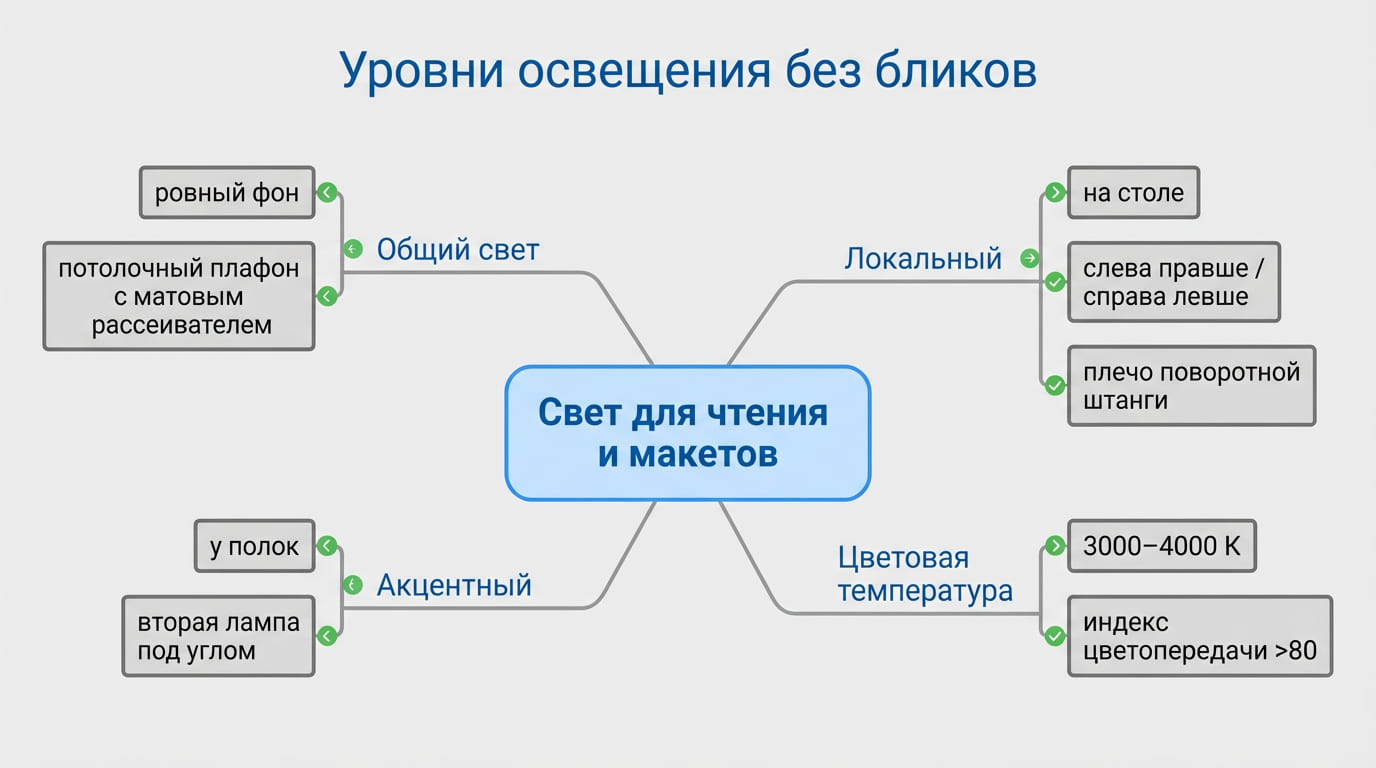 уровни освещения без бликов